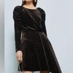 Topshop  Velvet Burnout Polka Dot Asymmetrical Hem Mini Dress in Black Size 6 Photo 3