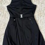 Joseph Ribkoff Sz 12 Black Full Zip Belted Bubble Dress Black Tech Fabric Pocket Photo 0