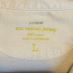 J.Crew Sun Washed Jersey Striped Rugby Shirt Long Sleeve Yellow White Womens L # Photo 6