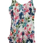 Parker  Floral Fiesta Ruffled Formal Mini Dress in White/Pink/Blue Size M Photo 5
