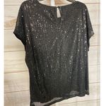 Grace Karin Brand New  Women's Medium Black Short Sleeve Lined Blouse Top Sequin Photo 2