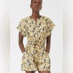 La Vie Rebecca Taylor Size S Serena Fleur Yellow Short Cotton Romper Floral Photo 2