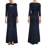 XScape  Boat Neck Long Sleeve Cut-Out Ruched Side Bow Gown Size 14W Photo 5