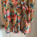 Women’s Medium COREY LYNN CALTER Multi Pleated Floral L/S Mini Wrap Dress Photo 2