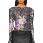 Free People NWT Intimately Gold Rush Black Combo Printed Sequin Long Sleeve Photo 0
