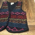 Vintage Silk Boutique Fair Isle Sweater Vest Small V Neck Button Front Red Photo 3