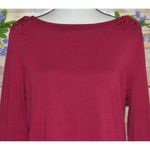 Talbot's Boat Neck Shoulder Tie Ribbed Knit Top Shirt Size L Long Sleeve Pink Size L Photo 1