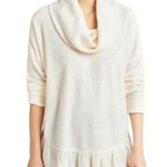 Anthropologie Maeve by Addie Ruffle Hacci Pullover Knit Cowl Neck White XS Photo 0