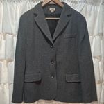 L.L.Bean Wool Cashmere Gray Herringbone Blazer Jacket Womens 16P Made in Turkey Photo 0