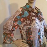 LE GRANGE Womens Semi Sheer Buttoned Down Shirt Size Medium multi color Photo 2