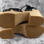 Intentionally Black Womens Twin Clog Platform Sandal Size 8 Black Leather Wood Photo 5