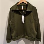 Dear Scarlett Large Olive Green Hamptons Quarter Zip Pullover NWT Photo 2