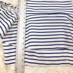 J.O.A. white blue striped croptop cold shoulder Large Photo 3