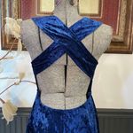 Lulus NWT Solo Album Blue Velvet Open Cross Back Mini Skater Dress - Sz M 💚🎀 Photo 7