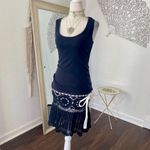 Moda International Early 2000's Rare Black Crochet Drop Waist Mermaid Dress XS Photo 2