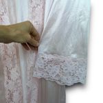 Vintage Avon Style Pink Satin Nylon Open Lace Trim Robe Midi Length Small Medium Photo 4
