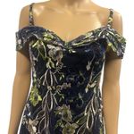 JS Collections  Draped Sleeve Cold Shoulder Embroidered Semi Formal Midi Dress 2 Photo 1