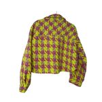 Main Strip  Tweed Jacket Women S Neon Yellow Pink Houndstooth Cropped Maximalist Photo 2