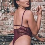 Purple Mesh Lace Bodysuit One Piece Lingerie Thong NWT Size M Photo 5