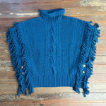 St. John  100% Wool Fringe Poncho with Functional Buttons ~ Size Large 🧡🍄 Photo 0