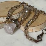 16” beaded necklace quartz encased in gold, with a touch of amethyst Gold Photo 4