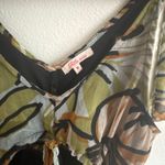 LILLY ROSE tropical leaf print maxi dress tie shoulder cutout waist Green Size M Photo 3