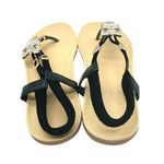 Womens Thong Sandals Ankle Strap Owl Rhinestones Black Size 40 US 8 Photo 3