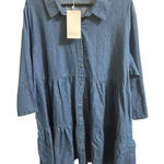 Ninexis Denim Tiered Dress Womens Plus 3X Blue Western Midi Babydoll Photo 0