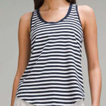 Lululemon Love Tank Top True Stripe True Navy White Plus Size 14 NEW $38 Cotton Photo 0