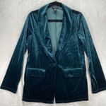 Sincerely Jules Velvet Blazer Shawl Collar One Button Career Jacket Size‎ M Green Size M Photo 0