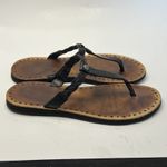 UGG Australia Bria Black Tan Braided Leather Flip Flop Sandals Women’s 7 Basic Photo 5