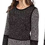 Calvin Klein  Black & White Colorblock Long Sleeve‎ Pullover Sweater Sz M Photo 0