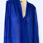 French Connection  Blue chiffon blouse with tie neck #blouse S Photo 0