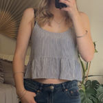 Hollister  Babydoll Flowy Tank Blue and White Striped Photo 0