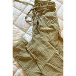 Free People  Linen Cotton Cargo Button-Fly Pants Relaxed Slouchy Photo 4