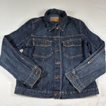 Volcom Vintage Y2K Denim Trucker Jacket Womens Size Large Blue Dark Wash Grunge Photo 0