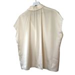 Vince  Silk Cap Sleeve Ruched Back Button Down Blouse Cream Size Large Photo 6
