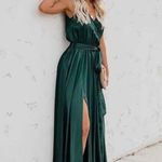 Boutique Green V-neck Sleeveless Belted Boho Maxi Dress w/ Slits Photo 0