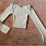 Urban Outfitters  ribbed knit crop top long sleeve sweetheart neckline size S Photo 0