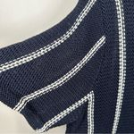 Theory Emmeris Ibisco Sweater Womens M Navy Striped Cotton Knit Short Sleeve Top Photo 4