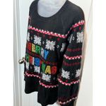 Holiday Time Black Merry Christmas Snowflake Ugly Sweater Women 1X Knit Party Photo 3
