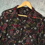 Paige EUC  Floral Sheer Long Sleeve Button Up Shirt  Blouse Women's M Black Photo 2