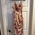 Floral Silk Midi Dress Pink Size M Photo 2