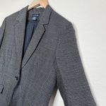 Ann Taylor  Black and Navy Micro Plaid Linen Blend Single Breasted academia Photo 4