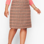 Talbots  Wool Blend Brown and pink Plaid Skirt size 10 petite Photo 0