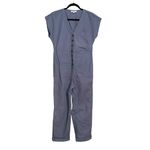 Madewell Cap Sleeve Slate Blue Button-Front V-Neck Jumpsuit SMALL PETITE Photo 2