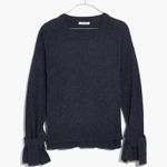 Madewell Navy Bow Tie-Cuff Pullover Sweater Coastal Preppy Size Small Preloved Photo 0