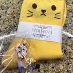 Womens Cat Socks and Matching Cat Earrings in yellow/ blk Yellow Photo 2