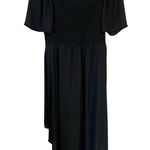 Lila Rose Lily Rose Smocked Peasant Dress Womens Size XL Black Midi Linen Tiered Stretch Photo 11