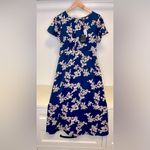 Bobeau NWT  Short Flutter sleeve open back midi dress- navy- size M Photo 2